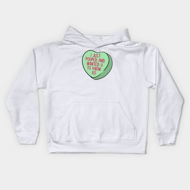 Funny Candy Heart Pooped Kids Hoodie by Crystal Ro